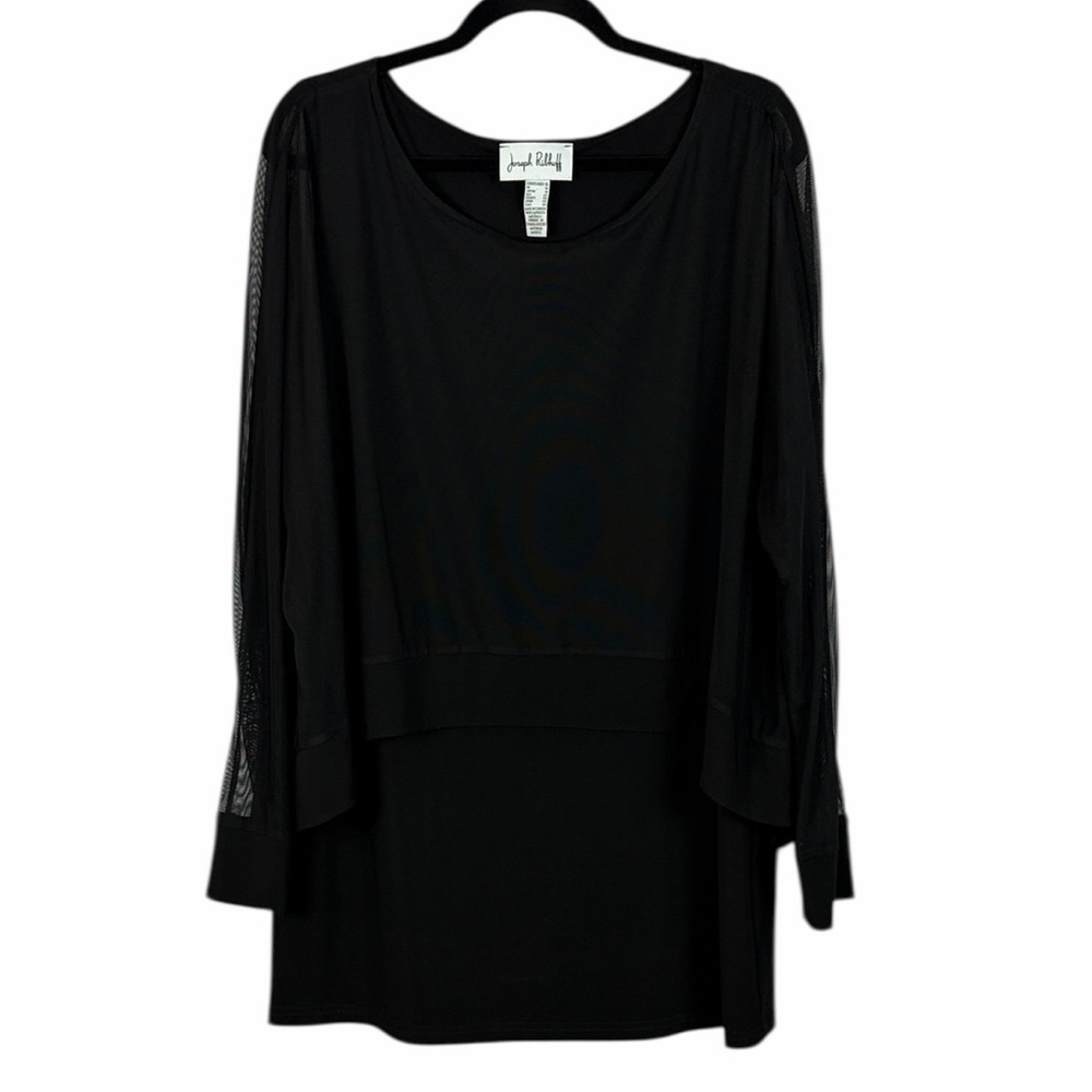 Joseph Ribkoff Classic Long Sleeve Mesh Overlay Tunic Top Size 16 Black Timeless